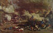 unknow artist, Da the avslojades ,att king had consort with France enemies charge a rebellion crowd the 10 august Tuilerierna